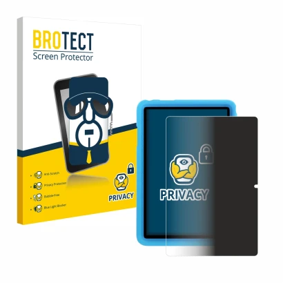 Parte frontal de un envase de producto con el logotipo de la marca BROTECT. Al lado se muestra el dispositivo Blackview Tab 8 