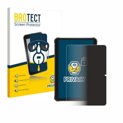 Parte frontal de un envase de producto con el logotipo de la marca BROTECT. Al lado se muestra el dispositivo Hotwav R8 con su