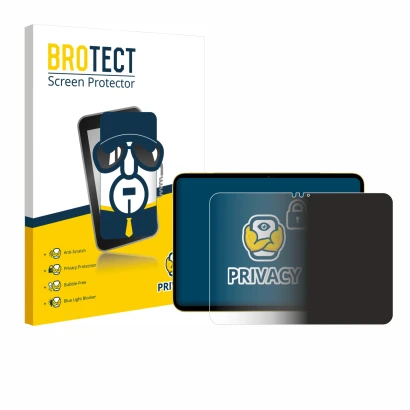 Parte frontal de un envase de producto con el logotipo de la marca BROTECT. Al lado se muestra el dispositivo Apple iPad Air 1