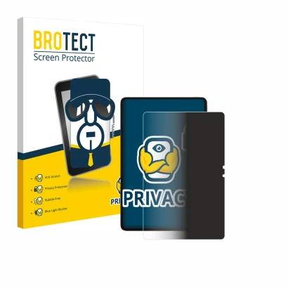 Parte frontal de un envase de producto con el logotipo de la marca BROTECT. Al lado se muestra el dispositivo Blackview MEGA 3