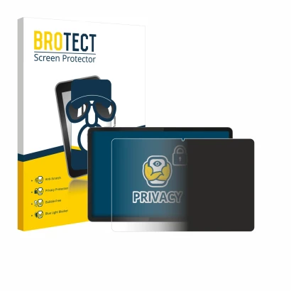 Parte frontal de un envase de producto con el logotipo de la marca BROTECT. Al lado se muestra el dispositivo Lenovo Idea Tab 