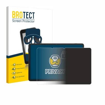 Parte frontal de un envase de producto con el logotipo de la marca BROTECT. Al lado se muestra el dispositivo TCL NxtPaper 11 
