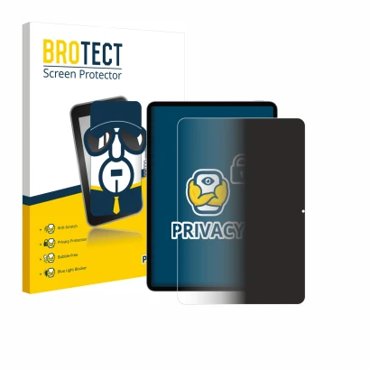 Parte frontal de un envase de producto con el logotipo de la marca BROTECT. Al lado se muestra el dispositivo Xiaomi Pad 8 con