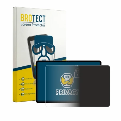 Parte frontal de un envase de producto con el logotipo de la marca BROTECT. Al lado se muestra el dispositivo Alldocube iPlay 