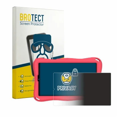 Parte frontal de un envase de producto con el logotipo de la marca BROTECT. Al lado se muestra el dispositivo Suaat S11 9" con