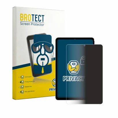 Parte frontal de un envase de producto con el logotipo de la marca BROTECT. Al lado se muestra el dispositivo Headwolf FPad 6 