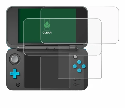 Imagen del dispositivo New Nintendo 2DS XL con una amplia variedad de protectores de pantalla.