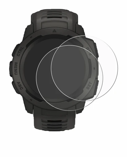 Imagen del dispositivo Garmin Instinct Solar con una amplia variedad de protectores de pantalla.
