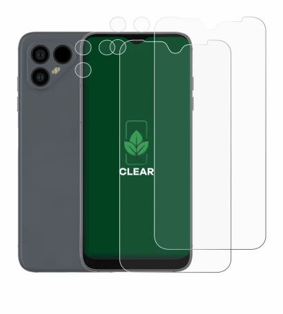 Imagen del dispositivo Fairphone 4 (Frontal+Cámara) con una amplia variedad de protectores de pantalla.