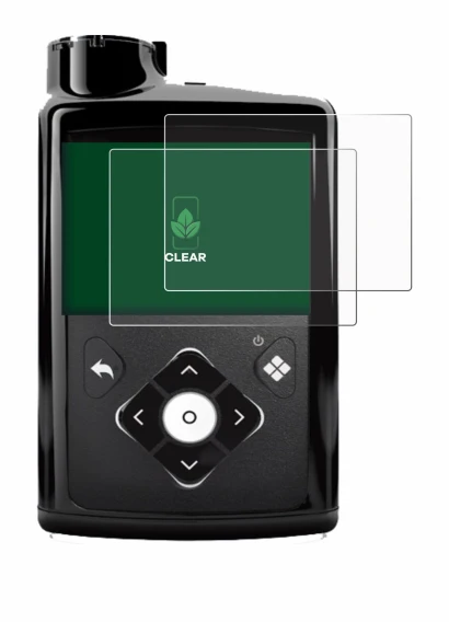 Imagen del dispositivo Medtronic Minimed 780G con una amplia variedad de protectores de pantalla.