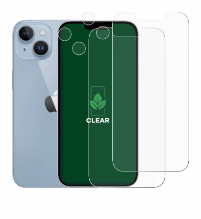 Imagen del dispositivo Apple iPhone 14 (Frontal+Cámara) con una amplia variedad de protectores de pantalla.