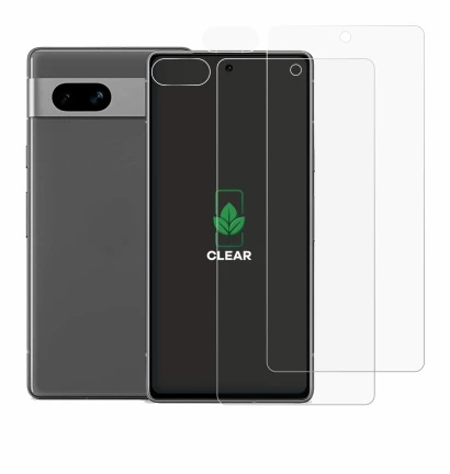 Imagen del dispositivo Google Pixel 7a (Frontal+Cámara) con una amplia variedad de protectores de pantalla.