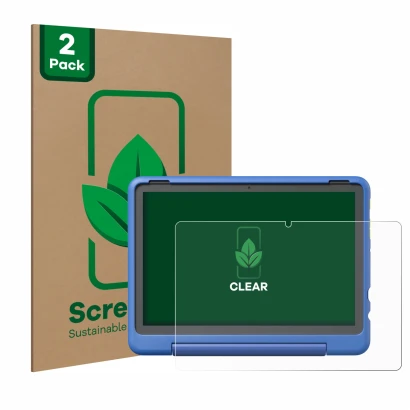 Parte frontal de un envase de producto con el logotipo de la marca ScreenLeaf. Al lado se muestra el dispositivo Amazon Fire H