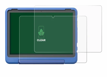 Imagen del dispositivo Amazon Fire HD 10 Kids Pro 2023 con una amplia variedad de protectores de pantalla.