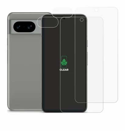Imagen del dispositivo Google Pixel 8 (Frontal+Cámara) con una amplia variedad de protectores de pantalla.
