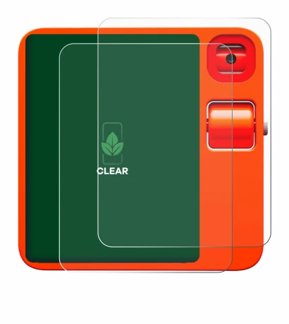 Imagen del dispositivo rabbit r1 con una amplia variedad de protectores de pantalla.