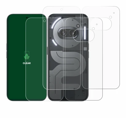 Imagen del dispositivo Nothing Phone (2a) Plus (Frontal+Trasero) con una amplia variedad de protectores de pantalla.