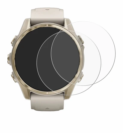 Imagen del dispositivo Garmin Fenix 8 (43 mm) con una amplia variedad de protectores de pantalla.