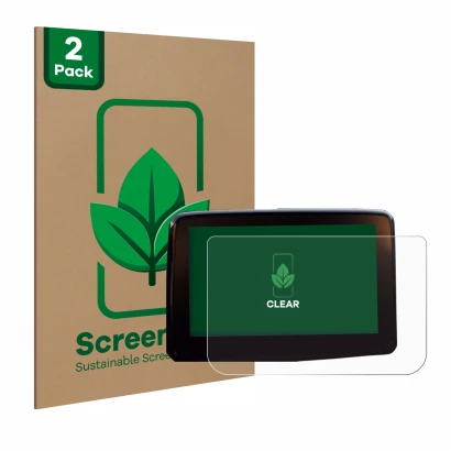 Parte frontal de un envase de producto con el logotipo de la marca ScreenLeaf. Al lado se muestra el dispositivo Mazda 2 BJ 20