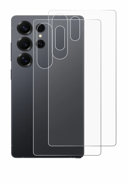 Imagen del dispositivo Samsung Galaxy S25 Ultra (Trasero) con una amplia variedad de protectores de pantalla.