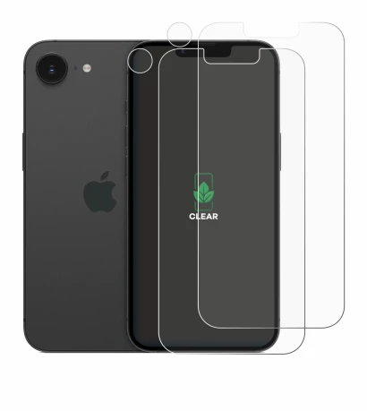 Imagen del dispositivo Apple iPhone 16e (Frontal+Cámara) con una amplia variedad de protectores de pantalla.