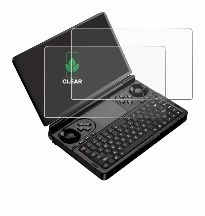 Imagen del dispositivo GPD Win Mini (2025) con una amplia variedad de protectores de pantalla.