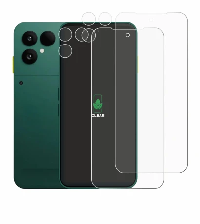 Imagen del dispositivo Fairphone 6 (Frontal+Cámara) con una amplia variedad de protectores de pantalla.