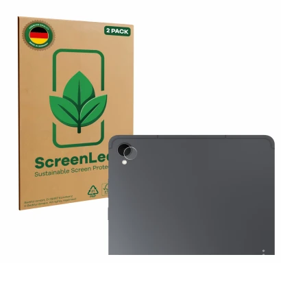 Parte frontal de un envase de producto con el logotipo de la marca ScreenLeaf. Al lado se muestra el dispositivo Samsung Galax
