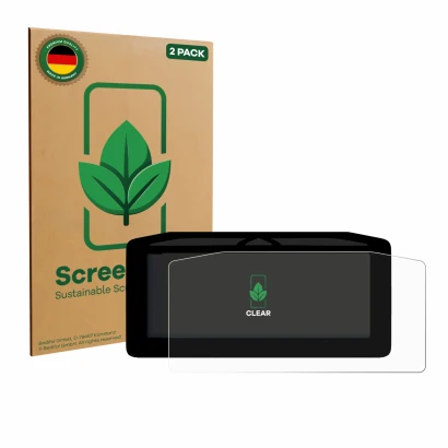 Parte frontal de un envase de producto con el logotipo de la marca ScreenLeaf. Al lado se muestra el dispositivo Ducati XDiave