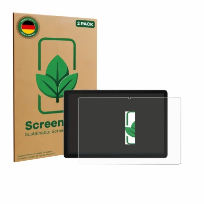 Parte frontal de un envase de producto con el logotipo de la marca ScreenLeaf. Al lado se muestra el dispositivo Samsung Galax