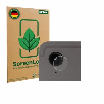Parte frontal de un envase de producto con el logotipo de la marca ScreenLeaf. Al lado se muestra el dispositivo Samsung Galax