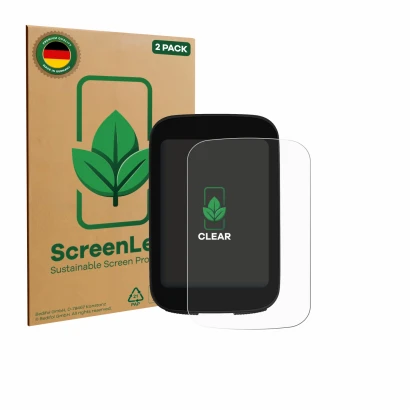 Parte frontal de un envase de producto con el logotipo de la marca ScreenLeaf. Al lado se muestra el dispositivo Bikevee ‎BKV3