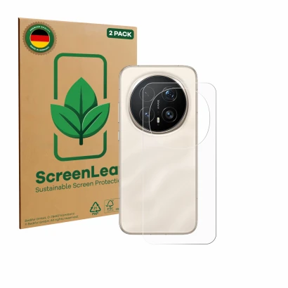 Parte frontal de un envase de producto con el logotipo de la marca ScreenLeaf. Al lado se muestra el dispositivo Honor Magic 8