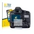 Parte frontal de un envase de producto con el logotipo de la marca BROTECT. Al lado se muestra el dispositivo Canon EOS 1D Mar