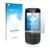 Parte frontal de un envase de producto con el logotipo de la marca upscreen. Al lado se muestra el dispositivo Nokia Asha 300 