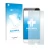 Parte frontal de un envase de producto con el logotipo de la marca upscreen. Al lado se muestra el dispositivo Ulefone Be Touc