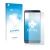 Parte frontal de un envase de producto con el logotipo de la marca upscreen. Al lado se muestra el dispositivo Oukitel K6000 c