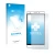 Parte frontal de un envase de producto con el logotipo de la marca upscreen. Al lado se muestra el dispositivo Cubot H2 con su
