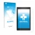 Parte frontal de un envase de producto con el logotipo de la marca upscreen. Al lado se muestra el dispositivo Amazon Fire HD 