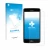 Parte frontal de un envase de producto con el logotipo de la marca upscreen. Al lado se muestra el dispositivo LG K8 2017 con 