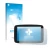 Parte frontal de un envase de producto con el logotipo de la marca upscreen. Al lado se muestra el dispositivo TomTom GO Essen