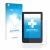 Parte frontal de un envase de producto con el logotipo de la marca upscreen. Al lado se muestra el dispositivo Tolino Shine 3 