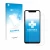 Parte frontal de un envase de producto con el logotipo de la marca upscreen. Al lado se muestra el dispositivo LG G8s ThinQ co