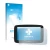 Parte frontal de un envase de producto con el logotipo de la marca upscreen. Al lado se muestra el dispositivo TomTom GO Essen