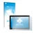 Parte frontal de un envase de producto con el logotipo de la marca upscreen. Al lado se muestra el dispositivo Hannspree Pad A
