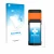 Parte frontal de un envase de producto con el logotipo de la marca upscreen. Al lado se muestra el dispositivo Sunmi V2s con s