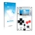 Parte frontal de un envase de producto con el logotipo de la marca upscreen. Al lado se muestra el dispositivo Arduboy FX con 