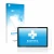 Parte frontal de un envase de producto con el logotipo de la marca upscreen. Al lado se muestra el dispositivo Blackview Tab 1