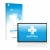 Parte frontal de un envase de producto con el logotipo de la marca upscreen. Al lado se muestra el dispositivo Jumper EZpad M1