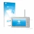 Parte frontal de un envase de producto con el logotipo de la marca upscreen. Al lado se muestra el dispositivo Babysense HD S2